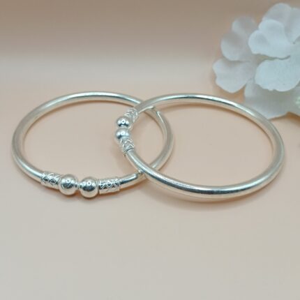 Pure Silver Classic Beaded Bangles