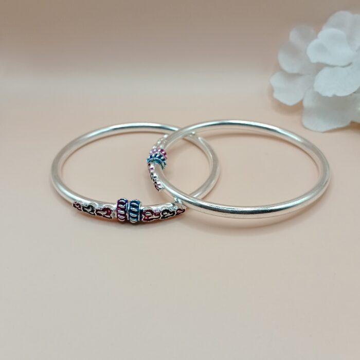Elegant Enamel Silver Kada