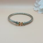 Pure Silver Floral Enamel Bangle