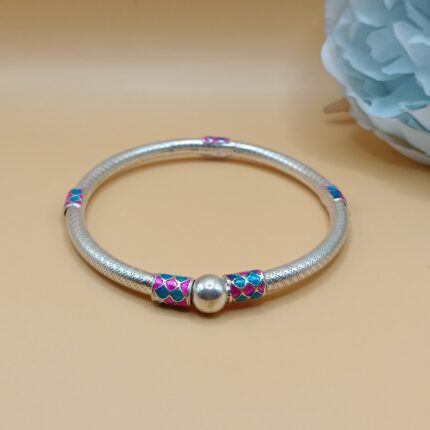 Pure Silver Enamel Pattern Bangle