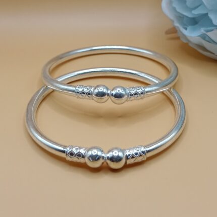 Pure Silver Classic Beaded Bangles