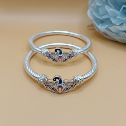 Pure Silver Peacock Design Bangle