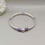 Pure Silver Enamel Pattern Bangle
