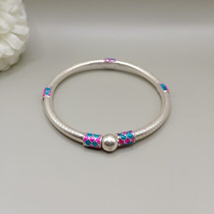 Pure Silver Enamel Pattern Bangle