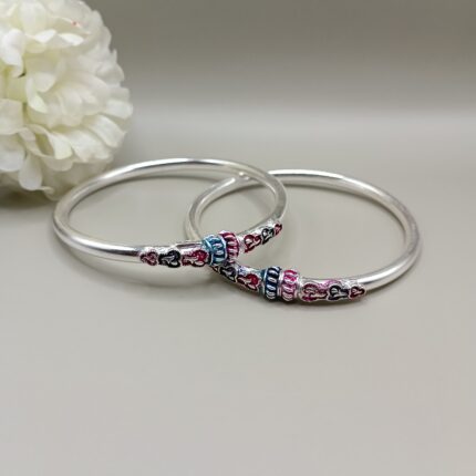 Elegant Enamel Silver Kada
