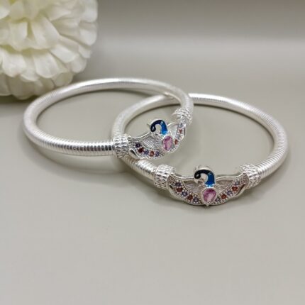 Pure Silver Peacock Design Bangle