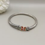 Pure Silver Floral Enamel Bangle