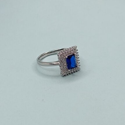 Royal Blue Emerald-Cut 925 Silver Ring