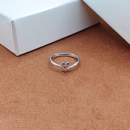 925 Silver Paw Print Heart Ring