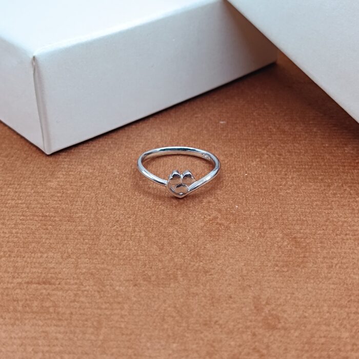 925 Silver Paw Print Heart Ring
