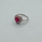 Heart-Shaped Ruby Halo 925 Silver Ring