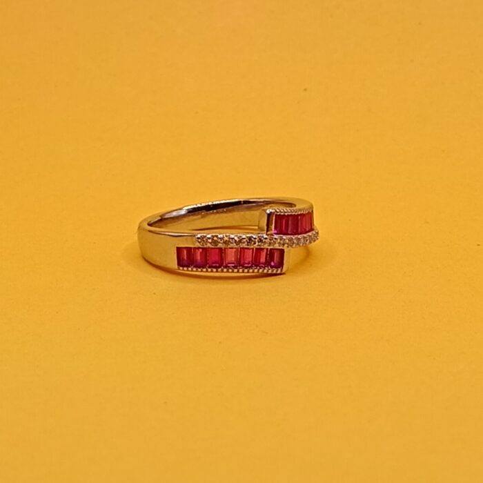 Pink Baguette 925 Silver Ring