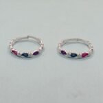 Pure Silver Floral Toe Rings with Multicolor Stones