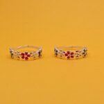 Pure Silver Colorful Floral Toe Rings