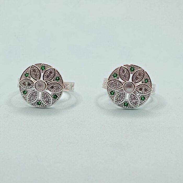 Pure Silver Antique Floral Toe Rings