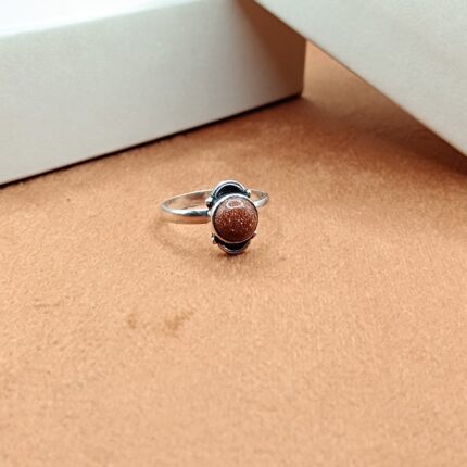925 Sterling Silver Golden Sandstone Statement Ring
