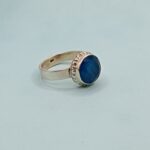 925 Sterling Silver Blue Onyx Round Ring