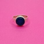 925 Sterling Silver Blue Onyx Round Ring