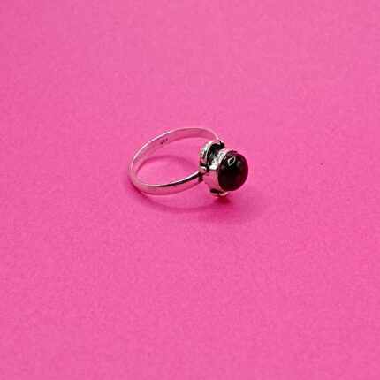 925 Sterling Silver Red Onyx Cabochon Ring