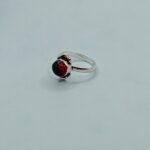925 Sterling Silver Red Onyx Cabochon Ring