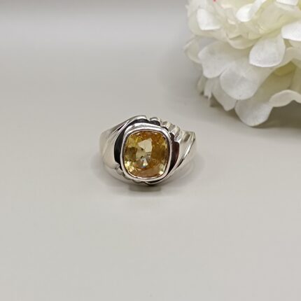 925 Silver Yellow Stone Ring