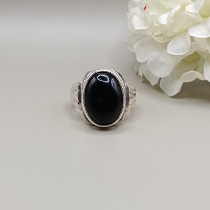 925 Silver Oval Black Onyx Ring