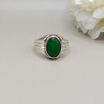 925 Silver Oval Green Onyx Ring