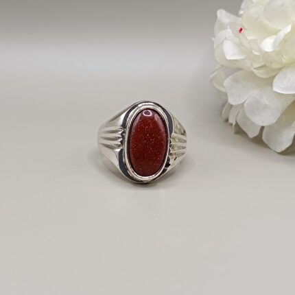 925 Silver Oval Brown Goldstone Ring
