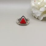 925 Silver Triangle Red Coral Ring