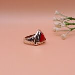 925 Silver Triangle Red Coral Ring