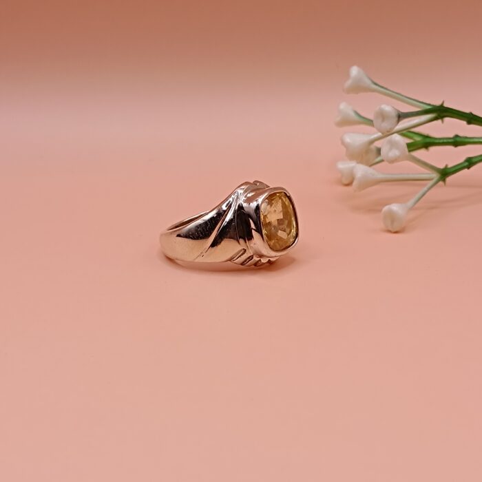 925 Silver Yellow Stone Ring