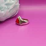 925 Silver Triangle Red Coral Ring