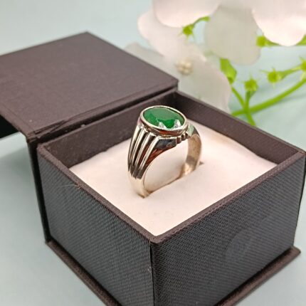 925 Silver Oval Green Onyx Ring