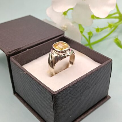 925 Silver Yellow Stone Ring