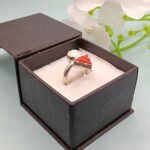 925 Silver Red Coral & Pearl Ring