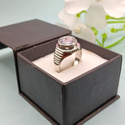 925 Silver Light Pink Stone Ring