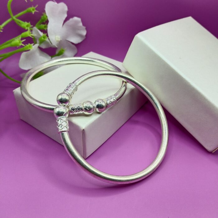 Pure Silver Classic Beaded Bangles