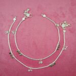 Pure Silver Payal with Colorful Stone Work