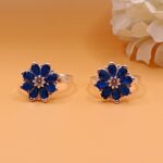 Blue Floral Pure Silver Toe Ring