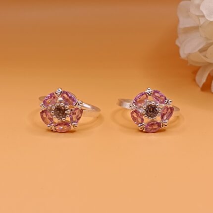 Pink Gem Pure Silver Toe Ring
