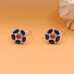 Blue Petal Pure Silver Toe Ring