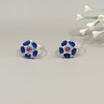 Blue Petal Pure Silver Toe Ring
