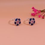 Blue Petal Pure Silver Toe Ring