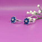 Blue Floral Pure Silver Toe Ring