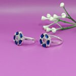 Blue Petal Pure Silver Toe Ring