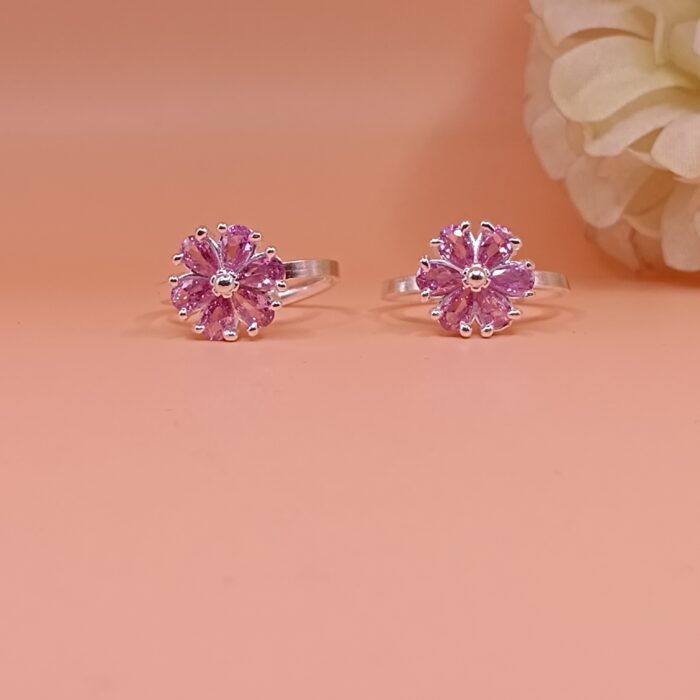 Pink Blossom Pure Silver Toe Ring