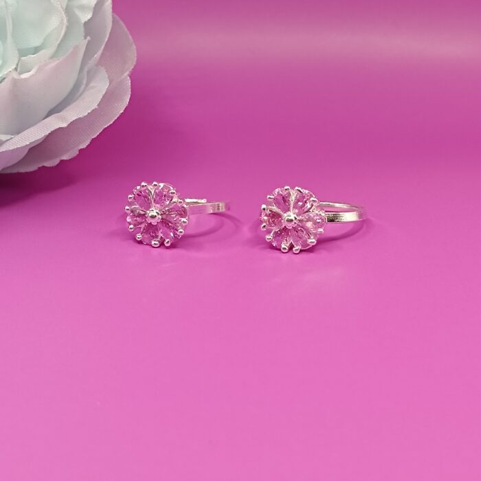 Pink Blossom Pure Silver Toe Ring