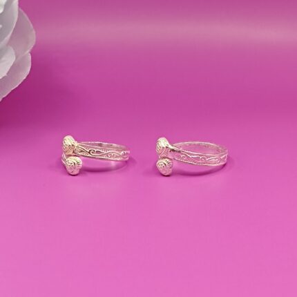 Twin Heart Pure Silver Toe Ring