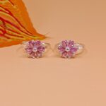 Pink Blossom Pure Silver Toe Ring