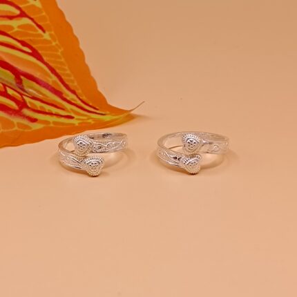 Twin Heart Pure Silver Toe Ring